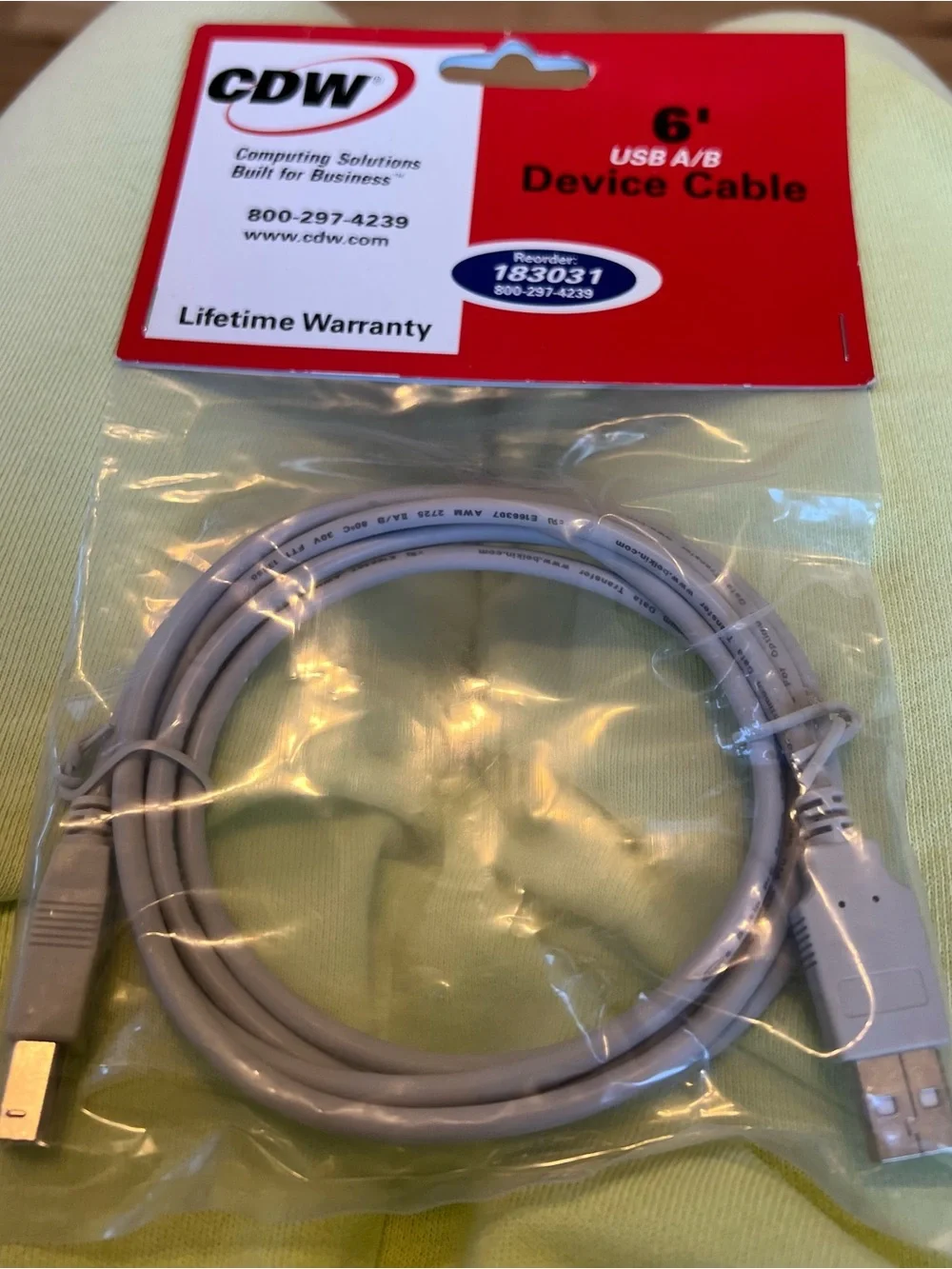 New 6' USB A to B Device Cable - Gray connect printer or scanner